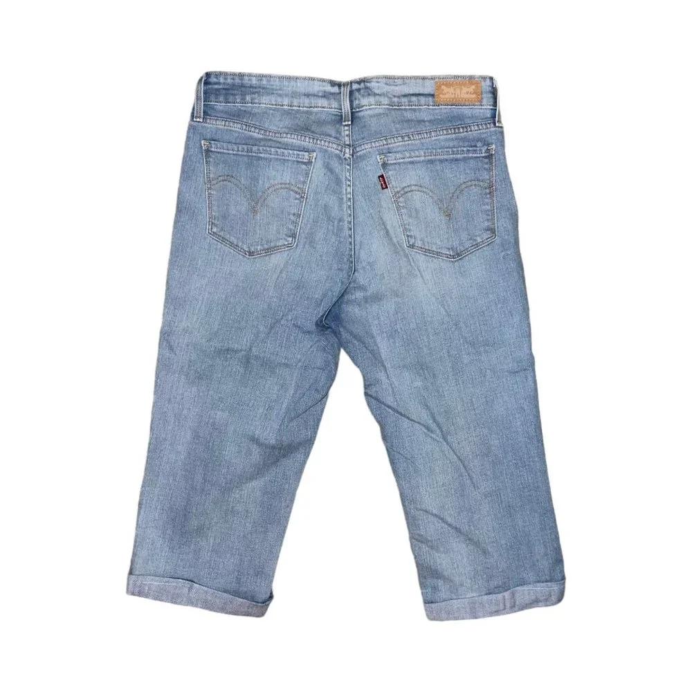 Levis Light Wash Cuffed Capris Jeans Petites Womens 12P 16 - Picture 5 of 8